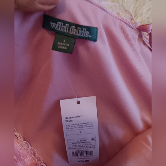 wild fable Pink Tie-Dye Asymmetrical Lace Slip Dress, Size L - Picture 3 of 5